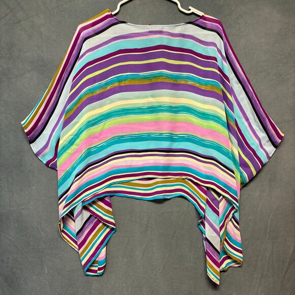 Notations Sheer Blouse Oversized Blouse Top Fairy Striped Preppy Boho Cottage - Picture 1 of 5